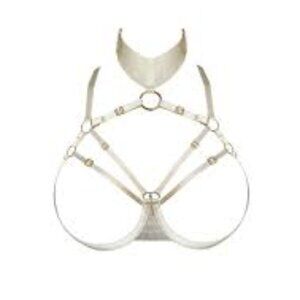 Bordelle Cream Bubble Open Cup Harness Bra 4 L
